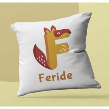 Kişiye Özel Hayvanlar F Harfi Tema Saten Kare Yastık