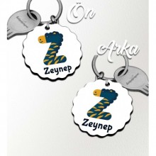 Kişiye Özel Z Harfi Hayvanlar Tasarım HDF Dalgalı Anahtarlık