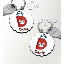 Kişiye Özel D Harfi Hayvanlar Tasarım HDF Dalgalı Anahtarlık