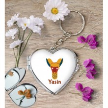 Kişiye Özel Y Harfi Hayvanlar Kalp Aynalı Metal Anahtarlık