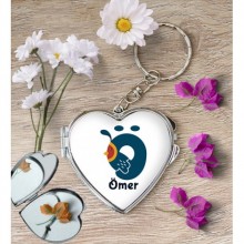 Kişiye Özel Ö Harfi Hayvanlar Kalp Aynalı Metal Anahtarlık
