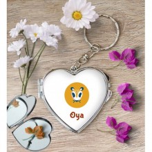 Kişiye Özel O Harfi Hayvanlar Kalp Aynalı Metal Anahtarlık