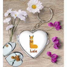 Kişiye Özel L Harfi Hayvanlar Kalp Aynalı Metal Anahtarlık