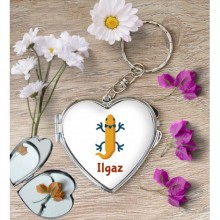 Kişiye Özel I Harfi Hayvanlar Kalp Aynalı Metal Anahtarlık