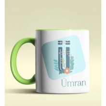 Kişiye Özel Ü Harfi Temalı Tropikal Tasarım Yeşil Renk Kupa