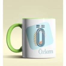 Kişiye Özel Ö Harfi Temalı Tropikal Tasarım Yeşil Renk Kupa
