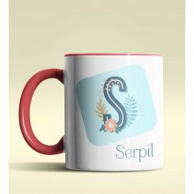 Kişiye Özel S Harfi Temalı Tropikal Tasarım Kırmızı Renk Kupa