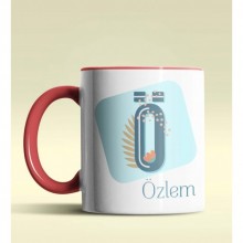 Kişiye Özel Ö Harfi Temalı Tropikal Tasarım Kırmızı Renk Kupa