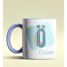 Kişiye Özel Ö Harfi Temalı Tropikal Tasarım Mavi Renk Kupa