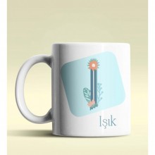 Kişiye Özel I Harfi Temalı Tropikal Tasarım Beyaz Renk Kupa