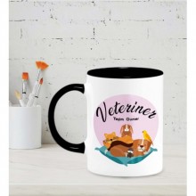 Kişiye Özel Veteriner Tasarımlı Siyah Kupa