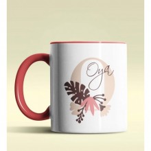 Kişiye Özel O Harfi Temalı Flowers Tasarım Kırmızı Renk Kupa