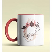 Kişiye Özel G Harfi Temalı Flowers Tasarım Kırmızı Renk Kupa
