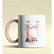 Kişiye Özel Ü Harfi Temalı Flowers Tasarım Pembe Renk Kupa