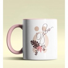 Kişiye Özel Ö Harfi Temalı Flowers Tasarım Pembe Renk Kupa