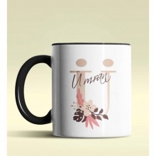 Kişiye Özel Ü Harfi Temalı Flowers Tasarım Siyah Renk Kupa