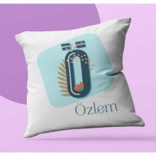 Kişiye Özel Tropikal Ö Harfi Tema Saten Kare Yastık