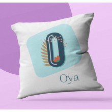 Kişiye Özel Tropikal O Harfi Tema Saten Kare Yastık