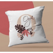 Kişiye Özel Flowers O Harfi Tema Saten Kare Yastık