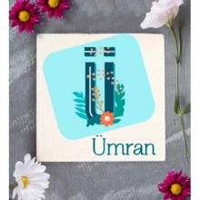 Kişiye Özel Tropikal Ü Harfi Tema Doğal Taş Bardak Altlığı