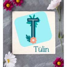 Kişiye Özel Tropikal T Harfi Tema Doğal Taş Bardak Altlığı