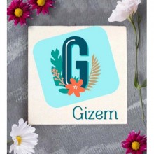 Kişiye Özel Tropikal G Harfi Tema Doğal Taş Bardak Altlığı