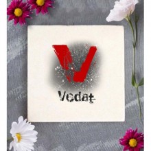 Kişiye Özel V Harfi Temalı Karakter Tasarım Doğal Taş Bardak Altlığı