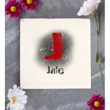 Kişiye Özel J Harfi Temalı Karakter Tasarım Doğal Taş Bardak Altlığı