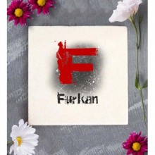 Kişiye Özel F Harfi Temalı Karakter Tasarım Doğal Taş Bardak Altlığı