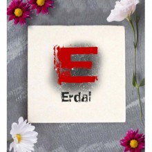 Kişiye Özel E Harfi Temalı Karakter Tasarım Doğal Taş Bardak Altlığı