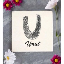 Kişiye Özel U Harfi Kara Kalem Tasarım Doğal Taş Bardak Altlığı