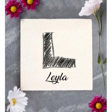 Kişiye Özel L Harfi Kara Kalem Tasarım Doğal Taş Bardak Altlığı