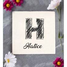 Kişiye Özel H Harfi Kara Kalem Tasarım Doğal Taş Bardak Altlığı