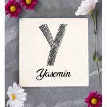 Kişiye Özel Y Harfi Romantik Tasarım Doğal Taş Bardak Altlığı
