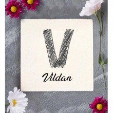 Kişiye Özel V Harfi Romantik Tasarım Doğal Taş Bardak Altlığı