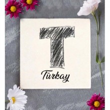 Kişiye Özel T Harfi Romantik Tasarım Doğal Taş Bardak Altlığı