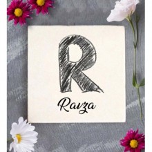 Kişiye Özel R Harfi Romantik Tasarım Doğal Taş Bardak Altlığı