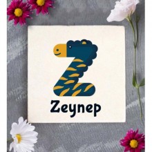 Kişiye Özel Z Harfi Hayvanlar Tasarım Doğal Taş Bardak Altlığı