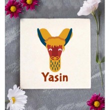 Kişiye Özel Y Harfi Hayvanlar Tasarım Doğal Taş Bardak Altlığı