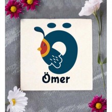 Kişiye Özel Ö Harfi Hayvanlar Tasarım Doğal Taş Bardak Altlığı