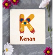 Kişiye Özel K Harfi Hayvanlar Tasarım Doğal Taş Bardak Altlığı