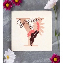 Kişiye Özel Flowers Y Harfi Tema Doğal Taş Bardak Altlığı