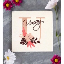 Kişiye Özel Flowers U Harfi Tema Doğal Taş Bardak Altlığı