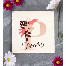 Kişiye Özel Flowers P Harfi Tema Doğal Taş Bardak Altlığı