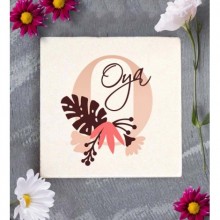 Kişiye Özel Flowers O Harfi Tema Doğal Taş Bardak Altlığı