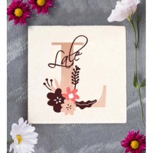 Kişiye Özel Flowers L Harfi Tema Doğal Taş Bardak Altlığı