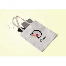 Kişiye Özel D Harfi Temalı Gül Tasarım Bez Çanta