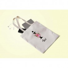 Kişiye Özel İ Harfi Temalı Çiçekli Tasarım Bez Çanta