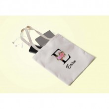 Kişiye Özel E Harfi Temalı Çiçekli Tasarım Bez Çanta