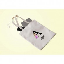 Kişiye Özel A Harfi Temalı Çiçekli Tasarım Bez Çanta